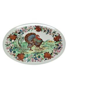 Thanksgiving‎ Oval Turkey Serving Platter Melamine Vintage
